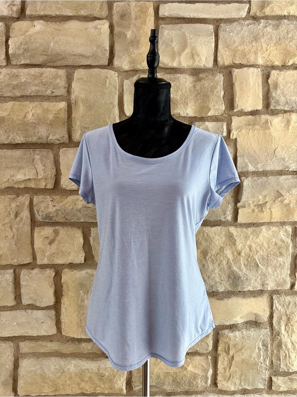 90 Degree By Reflex Light Blue Scoop Neck Short Sleeve Tee